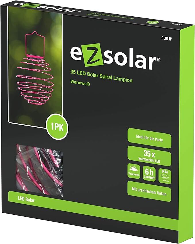 EZSolar GL911PEZ Solarleuchte für den Garten, zum Aufhängen, Rosa
