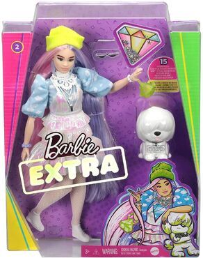 Barbie Extra - Puppe mit grünem Beenie, pinken und lila Haaren und einem Haustier (GVR05)