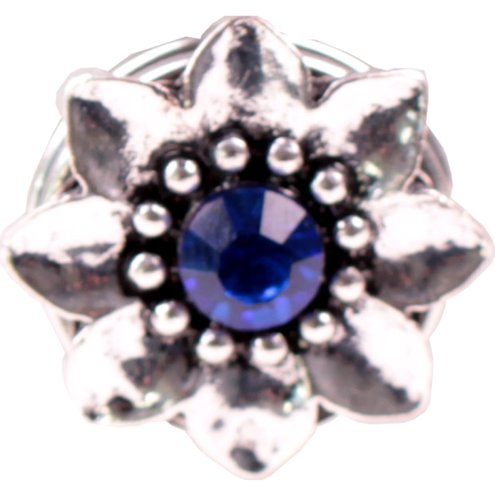 Chunk Beads als Blüte aus Metall mit blauem Glasstein