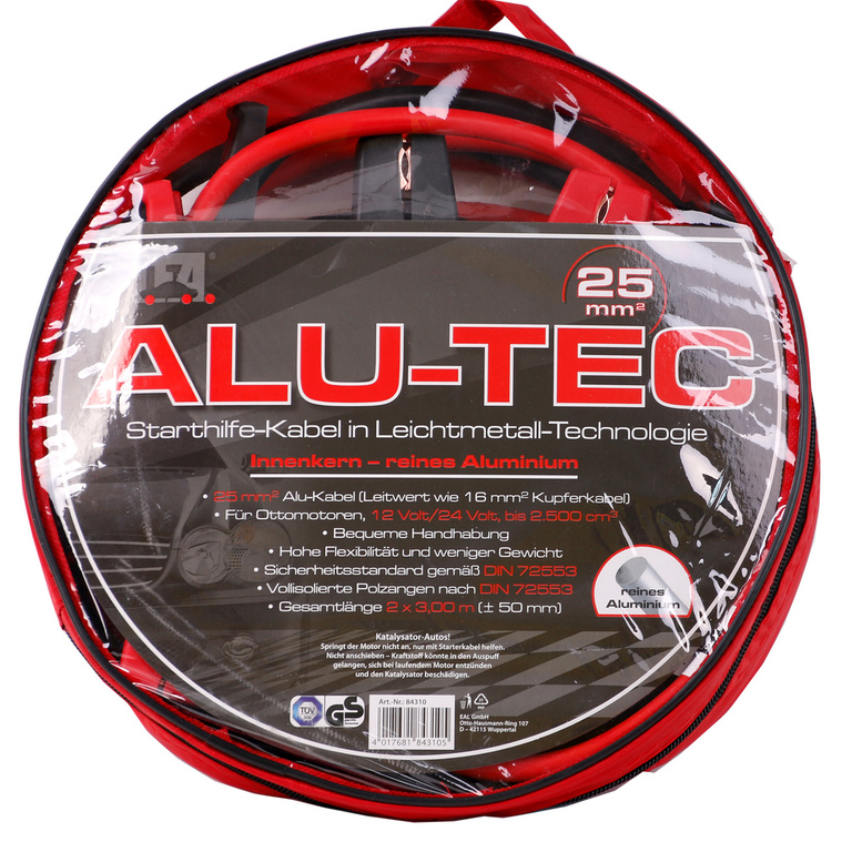 Alu-Tec Starthilfe-Kabel 2x 3m mit vollisolierten Polzangen