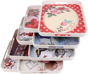 Serviertablett Melamintablett 33 x 43 x 45 cm