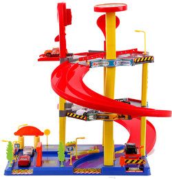 Super Garage. Zweistöckiges Playset, mit Aufzug. Tanksäule und Waschstrasse, incl. 6 Fahrzeuge 70cm