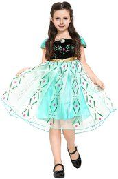 Anna Kostüm-Kleid für Kinder Inspiriert von Disney für Karneval, Fasching, Eiskönigin-Partys, Anna Grün