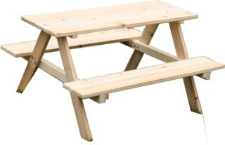 Kinder Picknick Tisch als unbehandelten Holz 89 x 80 x 50cm