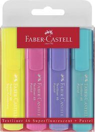 Faber-Castell 154610 - Textmarker Textliner 1546, 1 - 5 mm, 4er Etui, pastell