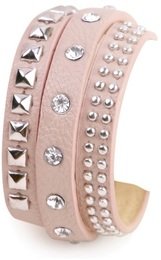 IRINA Damen Wickelarmband Beige mit Nieten