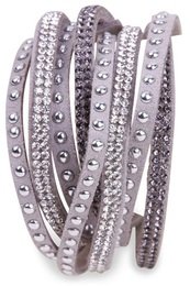 IRINA Damen Strass Armband Wickelarmband Grau