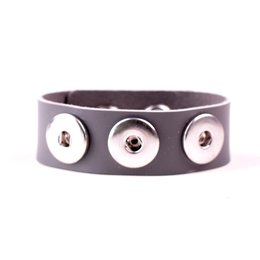 Chunk Click Armband Leder grau