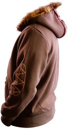 DAMEN HOODIE WEBPELZ Sweat gefüttert  Kapuzenpullover Kapuzensweatshirt braun XXL