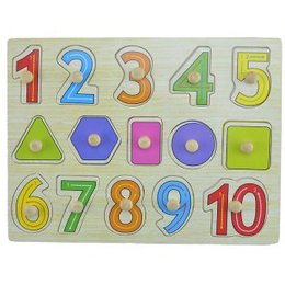 Steckspiel aus Holz für Kinder mit Zahlen 1-10 und Formen