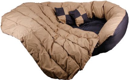 Hundebett - Hundekissen - Hundesofa abwischbar mit Wendekissen Black / Brown  Grösse XL