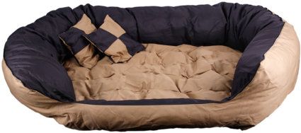 Hundebett - Hundekissen - Hundesofa abwischbar mit Wendekissen Black / Brown  Grösse XL