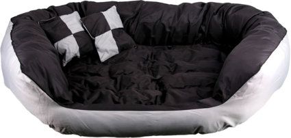 Hundebett - Hundekissen - Hundesofa abwischbar mit Wendekissen Black / Gray  Grösse XL