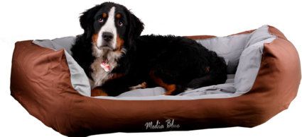Hundebett - Hundekissen - Hundesofa abwischbar mit Wendekissen Dark Brown / Gray  Grösse L