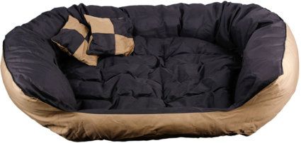 Hundebett - Hundekissen - Hundesofa abwischbar mit Wendekissen Black / Brown  Grösse L