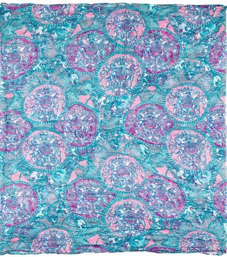 Damen Schal mit Ornamentikdruck mit blau und rosa