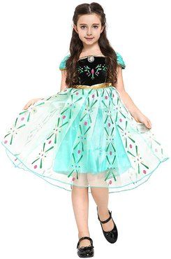 Anna Kostüm-Kleid für Kinder inspiriert von Disney für Karneval, Fasching, Eiskönigin-Partys 104/110 (Etikett 110)