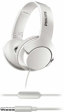 Philips SHL3175WT BASS+ Over-Ear Kopfhörer (mit Mikrofon, Fernbedienung, satter Bass, Freisprechfunktion) weiß