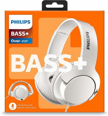 Philips SHL3175WT BASS+ Over-Ear Kopfhörer (mit Mikrofon, Fernbedienung, satter Bass, Freisprechfunktion) weiß