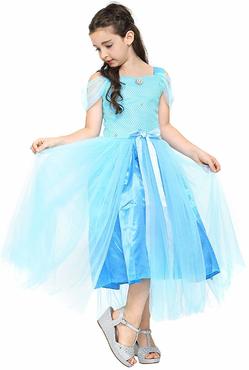 Katara 1718 – Eisprinzessin Königin Elsa Mädchen Ball Festkleid Kinder-Kostüm mit Tüll-Rock – Disney-inspiriert mit Glitzer, Rüs