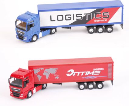 2 x WELLY 1:64 LKW mit Anhänger MAN Zugmaschiene