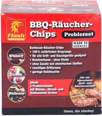 Flash BBQ-Räucher-Chips Probier-Set Kirsche Walnuss Whisky Räucherspäne Räucher-Holz Grill