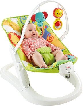Fisher-Price CMR20 Rainforest Kompakt Wippe Babysitz mit Rasseln und sanften Schwingungen zusammenklappbar Babyerstausstattung, 