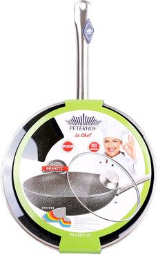 Peterhof PH-25351-32; Wok mit Deckel, Aluminium 32 cm 32cm