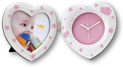 ZEP Foto-Uhr Heart Clock, Uhr Design Bilderrahmen für 2 Bilder je 10 x 10 cm, Maße 10 x 20 cm,