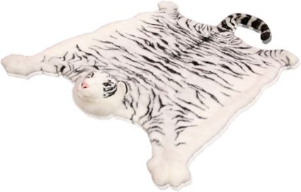 Tigerfell Teppich Tiger Deko Kamin Stofftier Bettvorleger  Fell Plüsch Braun oder weiss ca.180cm x 80 cm