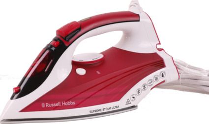 Russell Hobbs 23991-56 Dampfbügeleisen Supreme Steam Ultra, 2600 Watt, Keramik-Bügelsohle, Extra-Dampfstoß von 155 g/min, rot/we