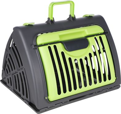 Transportbox für Haustiere klappbar 46 x 37 x 35cm schwarz grün Tier Auto Box