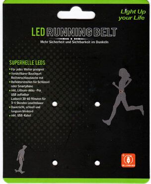 LED Laufgürtel mit Tasche wiederaufladbar Unigröße Sport Blinklicht 