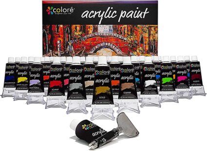 Colore Acrylfarben Set, Acrylic Paint, Acryl Farben, wasserfest, 48 Farben je 22 ml, inklusive Tubenpresse