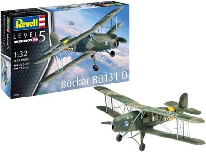 Revell 03886 Bücker Bü131 D originalgetreuer Modellbausatz für Experten, Mehrfarbig, 1/32