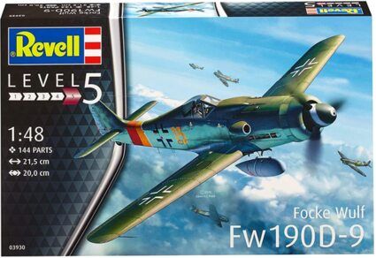 Revell Modellbausatz Flugzeug Focke Wulf Fw190 D-9 im Maßstab 1:48, Level 5, originalgetreue Nachbildung mit vielen Details, 039