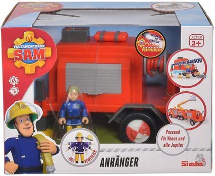 Simba 109251041 Feuerwehrmann Sam Anhänger mit Figur, Mehrfarbig, 18cm