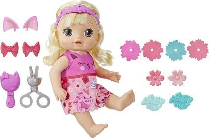Hasbro Baby Alive Haarzauber Baby mit blondem Haar, sprechende Puppe mit Haaren, die wachsen und kürzer werden, Spielzeug für Ki