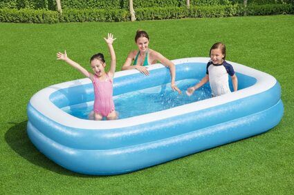 Bestway 54006 Family, Pool rechteckig für Kinder, leicht aufbaubar, blau, 262x175x51 cm, Color