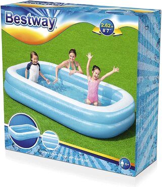 Bestway 54006 Family, Pool rechteckig für Kinder, leicht aufbaubar, blau, 262x175x51 cm, Color