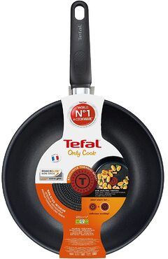 Tefal Only Cook B31419 Kochtopf, rund, Wok/Stir-Fry Pan, Schwarz, PowerGlide, 175 °C, Thermo-Spot