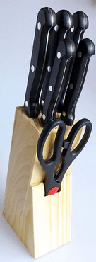 Michelino Holz-Messerblock 7 tlg. Messerset Holzblock 11239 Messerset schwarze Griffe