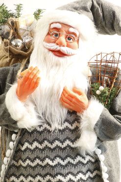 Weihnachtsmann Dekofigur mit Geschenken ca.100 cm Grau