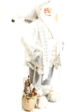 Weihnachtsmann Dekofigur mit Geschenken ca.100 cm Weiss / Grau