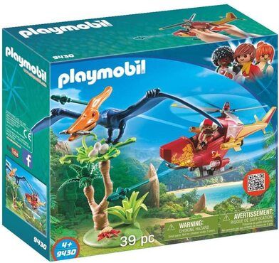 PLAYMOBIL Dinos 9430 Helikopter mit Flugsaurier, Ab 4 Jahren