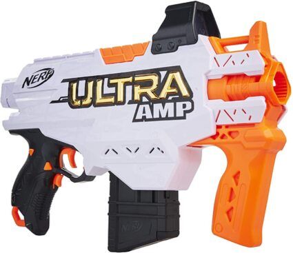NERF Ultra Amp motorisierter Blaster, 6-Dart Clip-Magazin, 6 Ultra Darts, Ultra Darts kompatibel