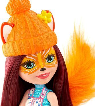 Enchantimals GJX31 - Schlittenfreunde Set mit Felicity Fox Puppe (15,24 cm), Tierfigur Flick, Schlitten und Zubehör, tolles Gesc