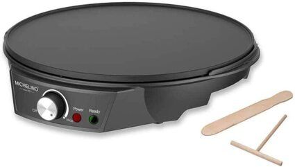 Michelino Crêpes Maker Fiesta Ø30cm, antihaftbeschichtete Platte, inkl. Teigverteiler & Crêpes-Wender, 1200 Watt, Crepesmaker sc