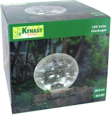 LED Solar Bruchglas Gartenkugel Ø 20 cm warmweiß mit 20 Leds