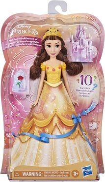 Disney Prinzessin Überraschungsstyles Belle Modepuppe mit 10 Modeaccessoires